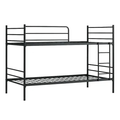 Metaal stapelbed 90x200 (heavy duty)Het metalen stapelbed is een duurzame en betrouwbare slaapoplossing voor intensief gebruik in onder andere slaapkamers en tijdelijke huisvesting. Dankzij de stevige staalconstructie en rasterbodem met kruisschoren biedt dit bed optimale stabiliteit en comfort. Het stapelbed is eenvoudig en snel te monteren door het stabiele plug-in systeem.
Specificaties:
Afmeting: 90 x 200 cm
Materiaal: CR-ST 12 staal
Frame: Ronde stalen buis Ø 32 mm
Draagvermogen: >150 kg per bed
Bodem: Stalen rasterbodem met 3 kruisschoren
Ophanging: Profielbuis constructie
Bedinlegdiepte: 6 cm
Kleur: Mat zwart
Afwerking: Elektrostatisch gepoedercoat (roestvrij en kleurvast)
Montage: Plug-in systeem
Inclusief: Ladder en valbeveiliging
Certificering: TSE & CE
Verpakt in doos. 2 stapelbare bedden per verpakking.