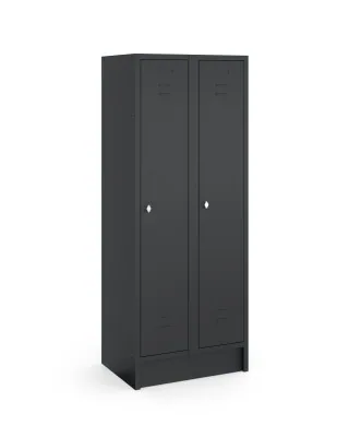 Lockerkast 2-deurs 2 slot zwart (180×60×50 cm)